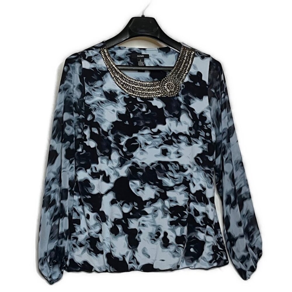 Alfani Beaded Dress Blouse Size M